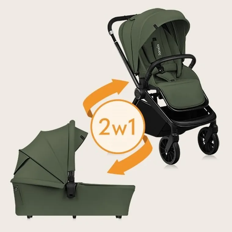 Lionelo, Mika Plus, wózek wielofunkcyjny, 2w1, Green Olive
