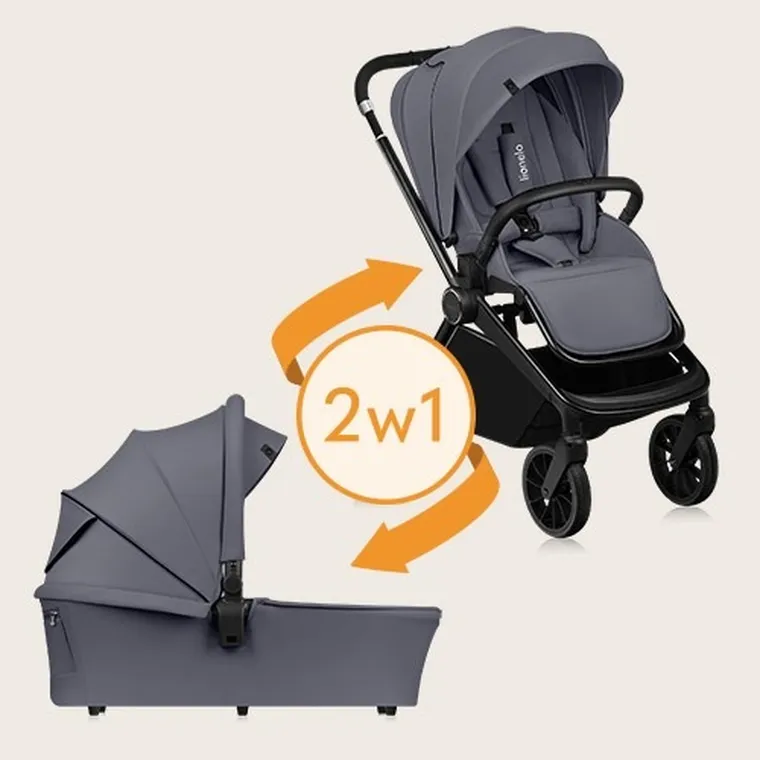 Lionelo, Mika Plus, wózek wielofunkcyjny, 2w1, Grey Stone