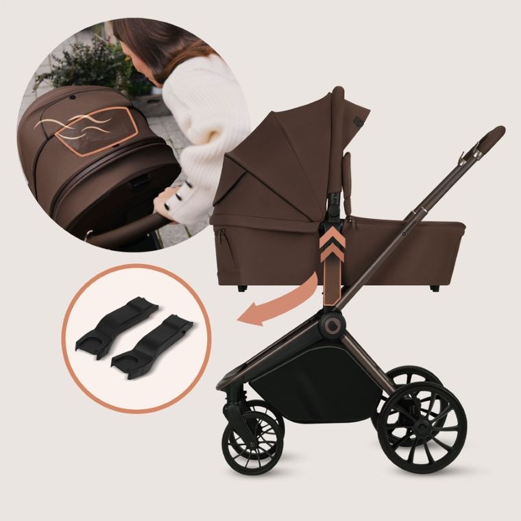 Lionelo, Mika Plus, wózek wielofunkcyjny, 2w1, mocha mousse