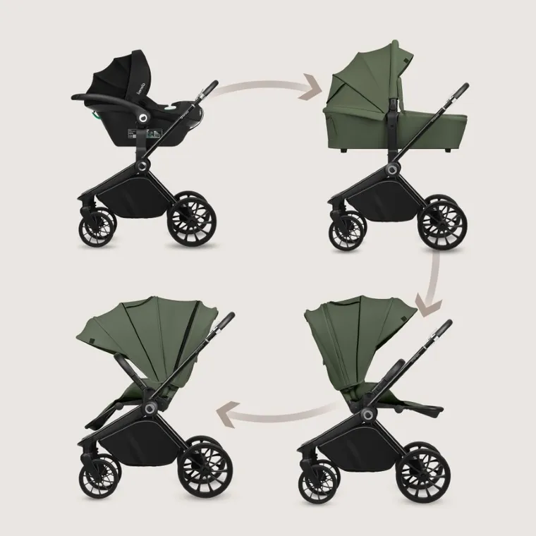 Lionelo, Mika Plus, wózek wielofunkcyjny, 3w1, Green Olive