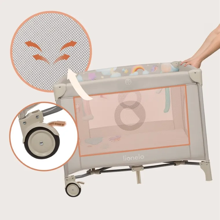 Lionelo, Mille Plus, kojec wielofunkcyjny, grey beige