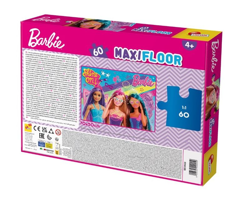 Lisciani, Barbie, Maxifloor, puzzle, 60 elementów
