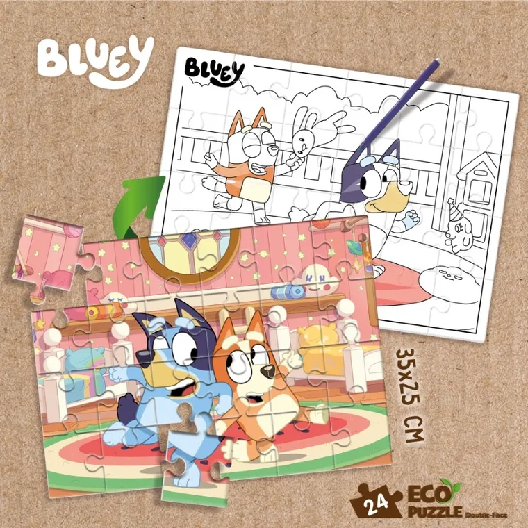 Lisciani, Bluey, Eko, puzzle dwustronne, 24 elementy