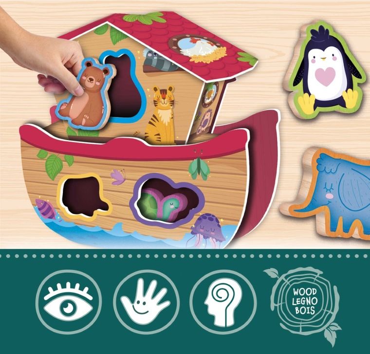 Lisciani, Montessori, Baby Wood, Animal Fun, gra edukacyjna z figurkami