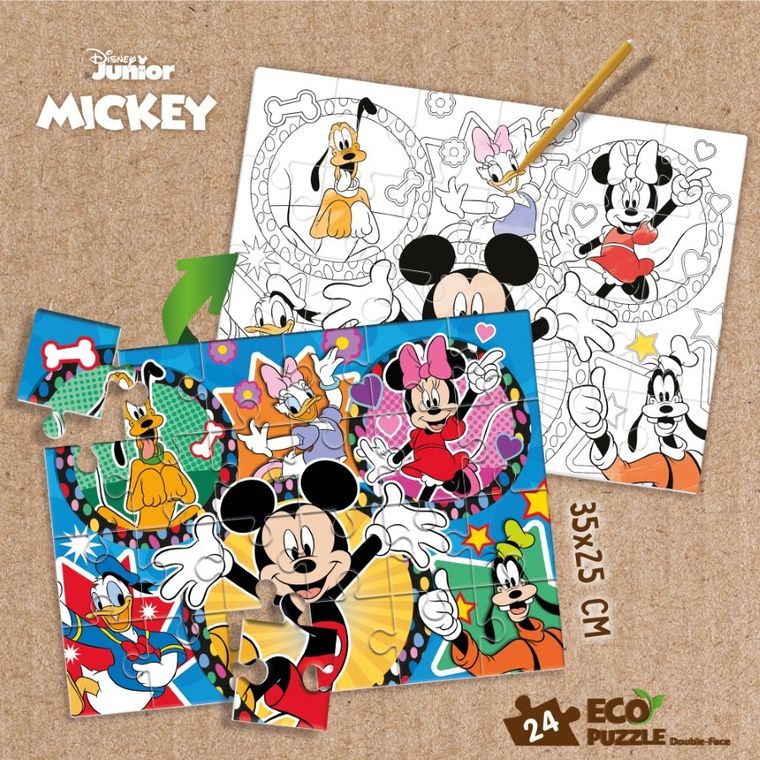 Lisciani, Myszka Miki, Eko, puzzle dwustronne, 24 elementy