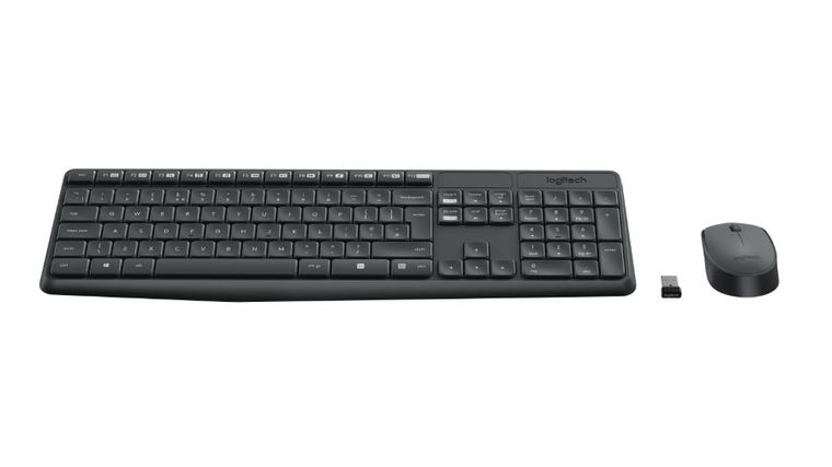 Logitech, zestaw, klawiatura membranowa, mysz optyczna, MK235, 920-007931, USB 3.0, szary