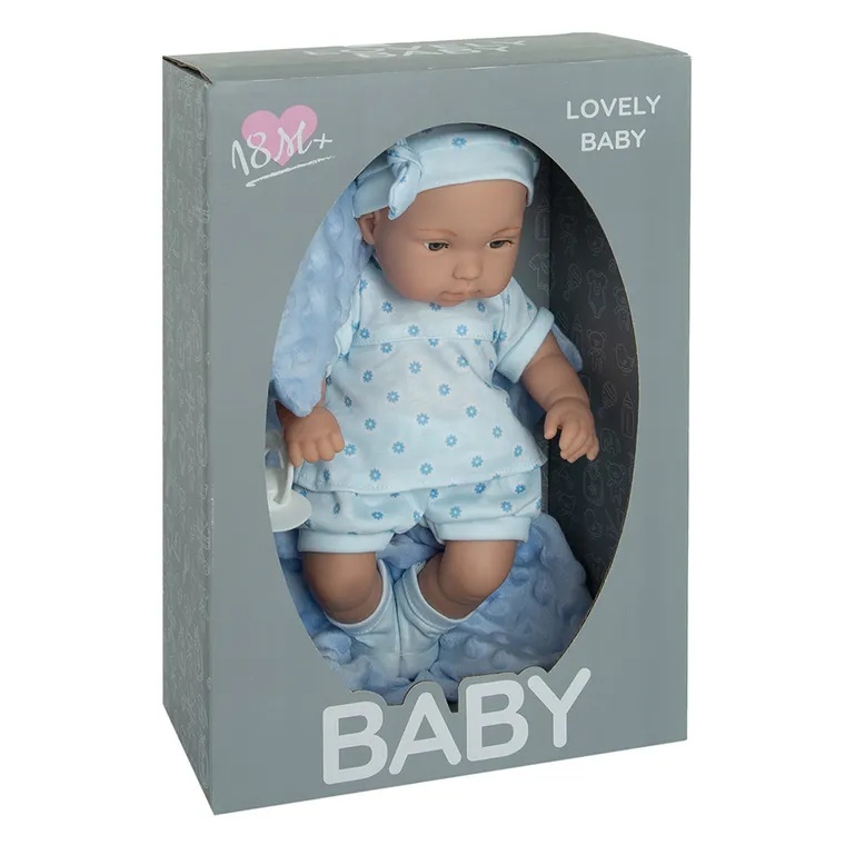 Lovely Baby, lalka bobas, niebieskie ubranko