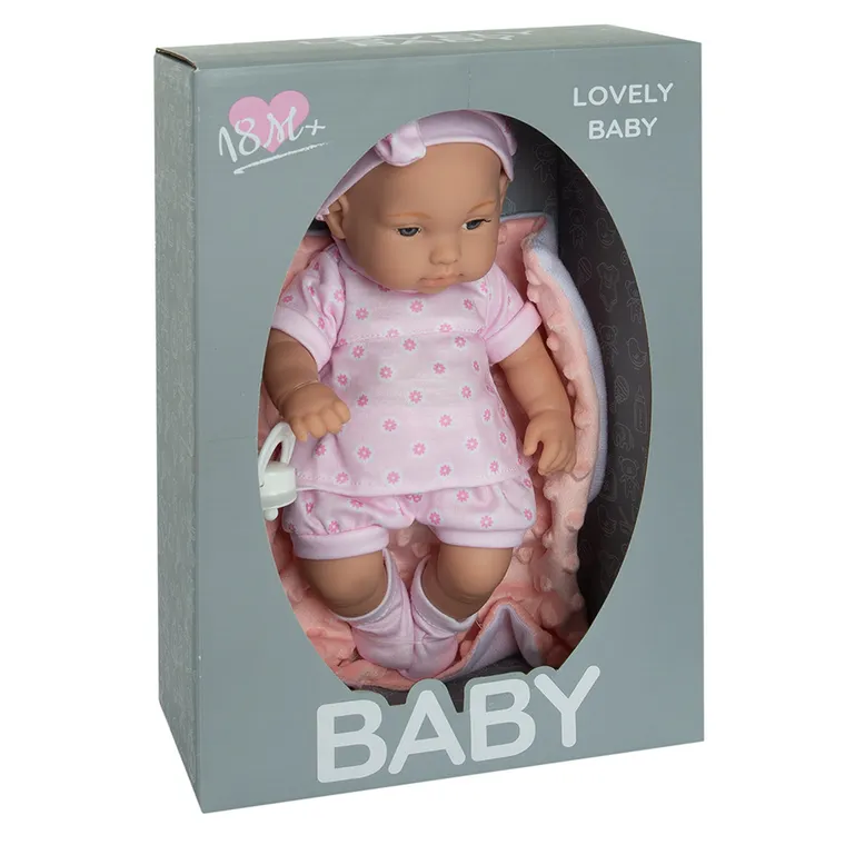 Lovely Baby, lalka bobas, różowe ubranko