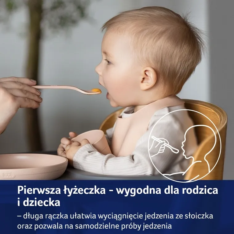 Lovi, zestaw łyżek, łyżka do karmienia i łyżka stołowa, Nude