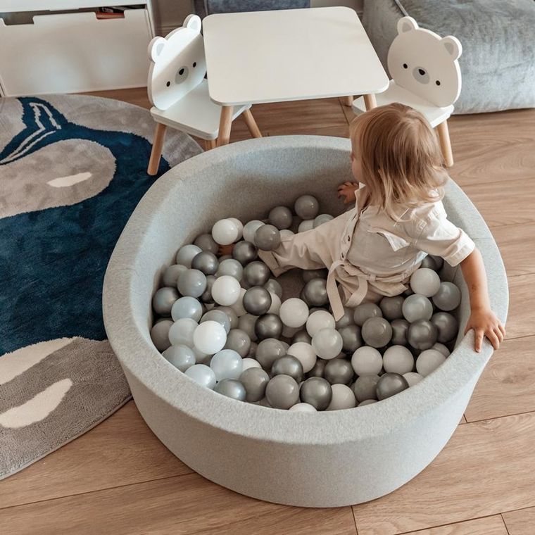 Luna Bambini, basen z kulkami, bawełna, szary + 150 piłeczek