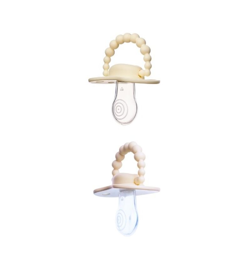 Luu Kids, zestaw: smoczek, Creamy Lemon + smoczek, American Cream, 0-3 m, 2 szt.