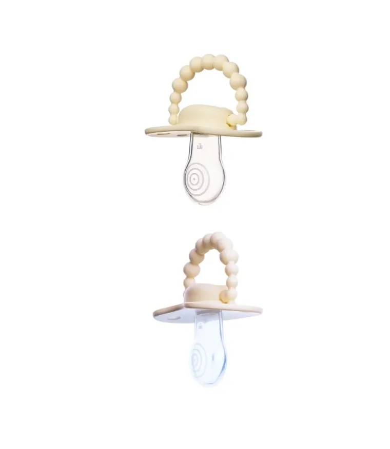 Luu Kids, zestaw: smoczek, Creamy Lemon + smoczek, American Cream, 6-12m, 2 szt.