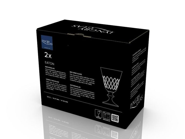 Lyngby Glas, kieliszki do czerwonego wina ze szkła kryształowego, Eaton, 260 ml, 2 szt.