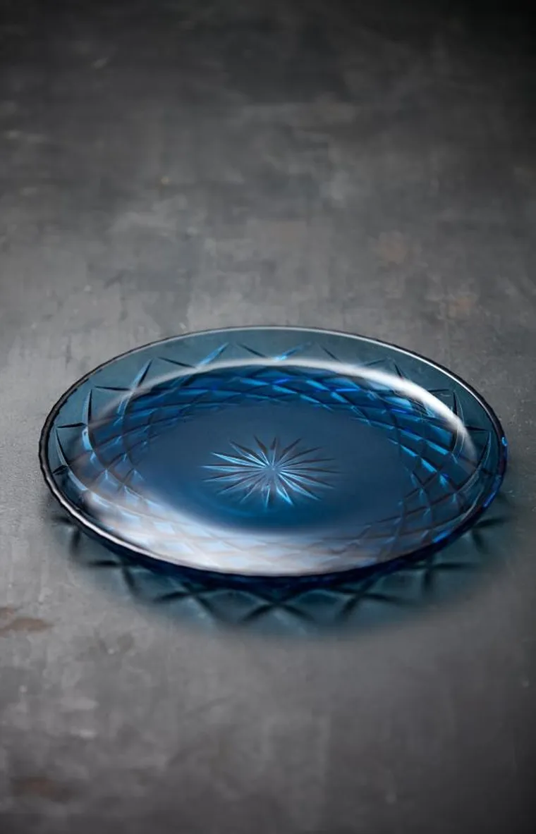 Lyngby Glas, talerz Sorrento, 30 cm, niebieski