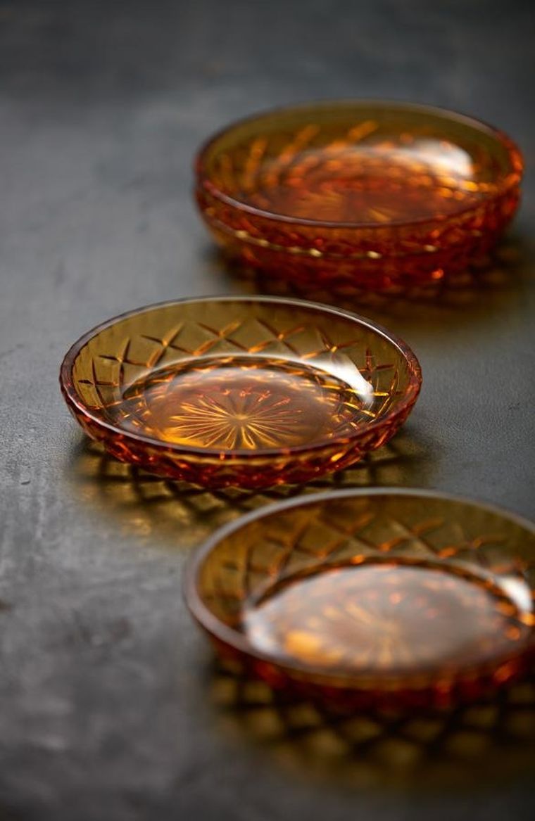 Lyngby Glas, talerze Sorrento, 16 cm, 4 szt., amber