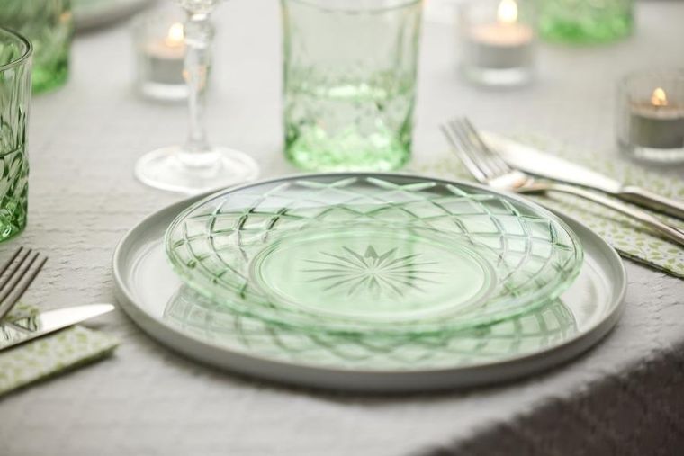 Lyngby Glas, talerze, Sorrento, 21 cm, 4 szt., zielone