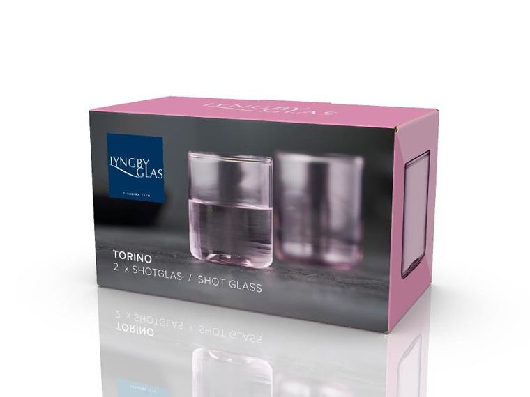 Lyngby Glas, Torino, kieliszki do wódki, różowe, 55 ml, 2 szt.