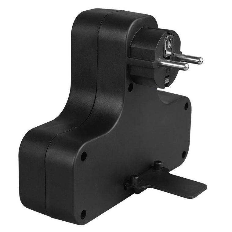 Maclean, gniazdko prądowe, poczwórne z wyłącznikiem, nóżką stabilizującą, typu E, 2-2,5A, 2-16A, MCE224 E/B