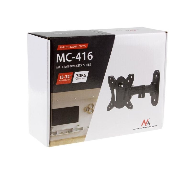 Maclean, uchwyt do telewizora, monitora, MAX. VESA 100X100, 13-32", 30kg, czarny, MC-416