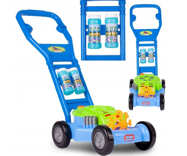 Madej, kosiarka z dźwiękiem, zestaw do puszczania baniek mydlanych