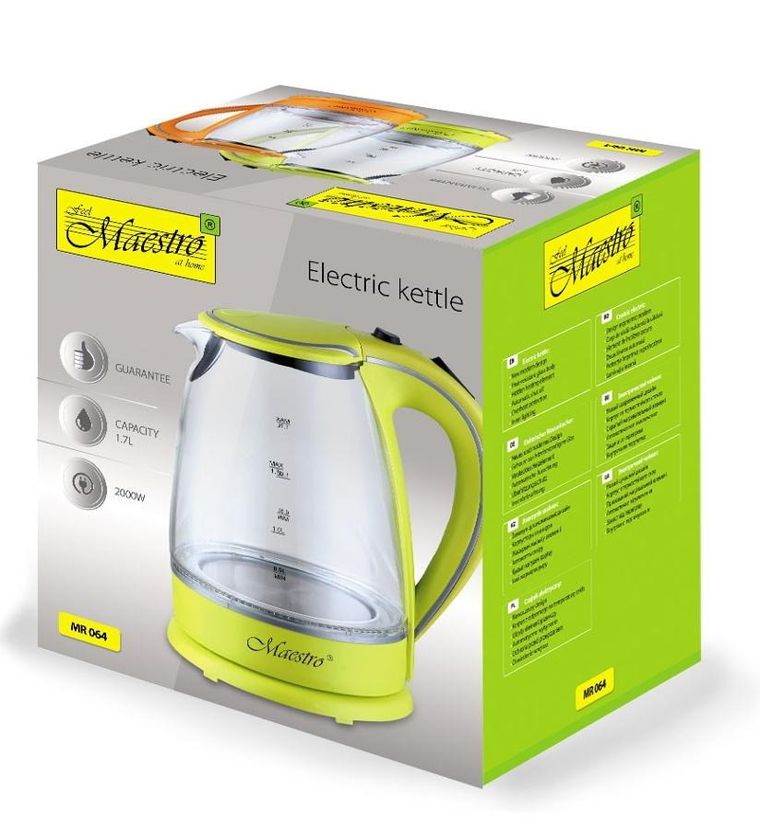 Maestro, czajnik elektryczny, zielony, 1,7l, MR-064