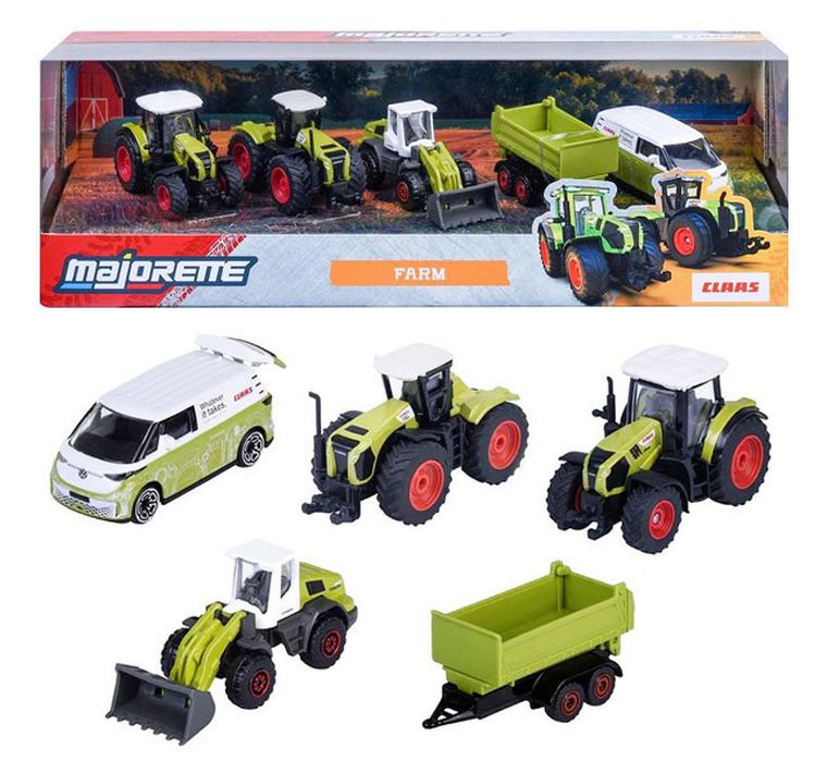 Majorette, Claas, pojazdy wiejskie, modele pojazdów, resoraki, 1:64, 5 szt.