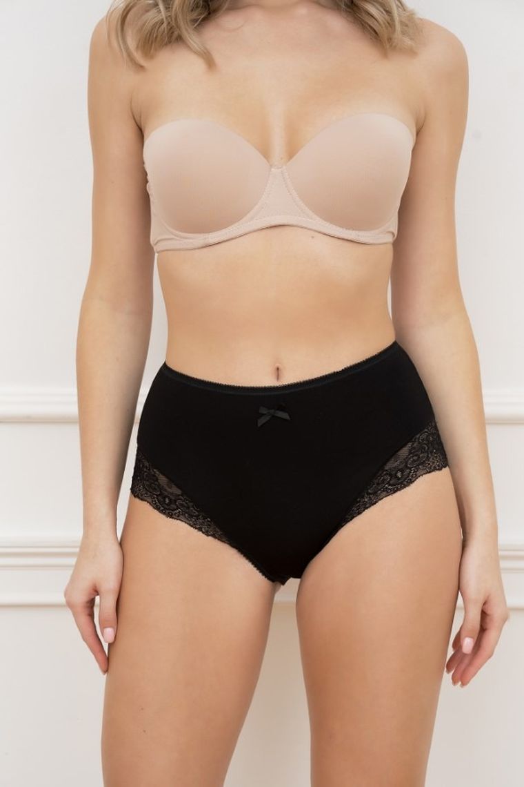 Majtki figi damskie z wysokim stanem, czarne, Galaktyka, Italian Fashion