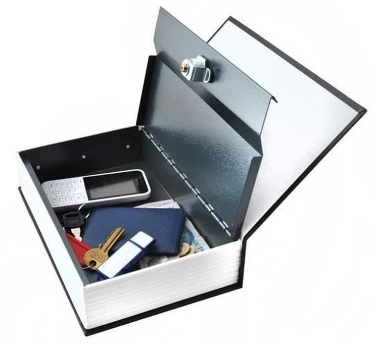 Malatec, kasetka w książce, sejf