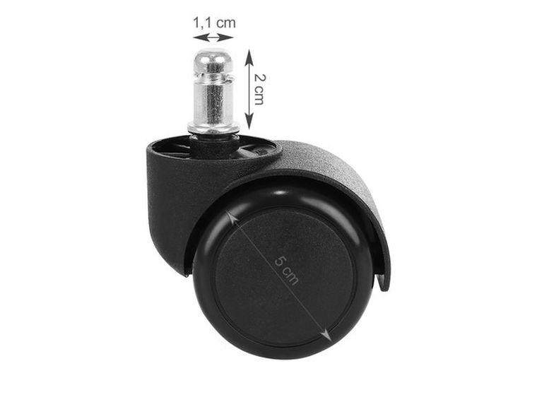 Malatec, kółka do fotela biurowego, czarne, 5 szt.