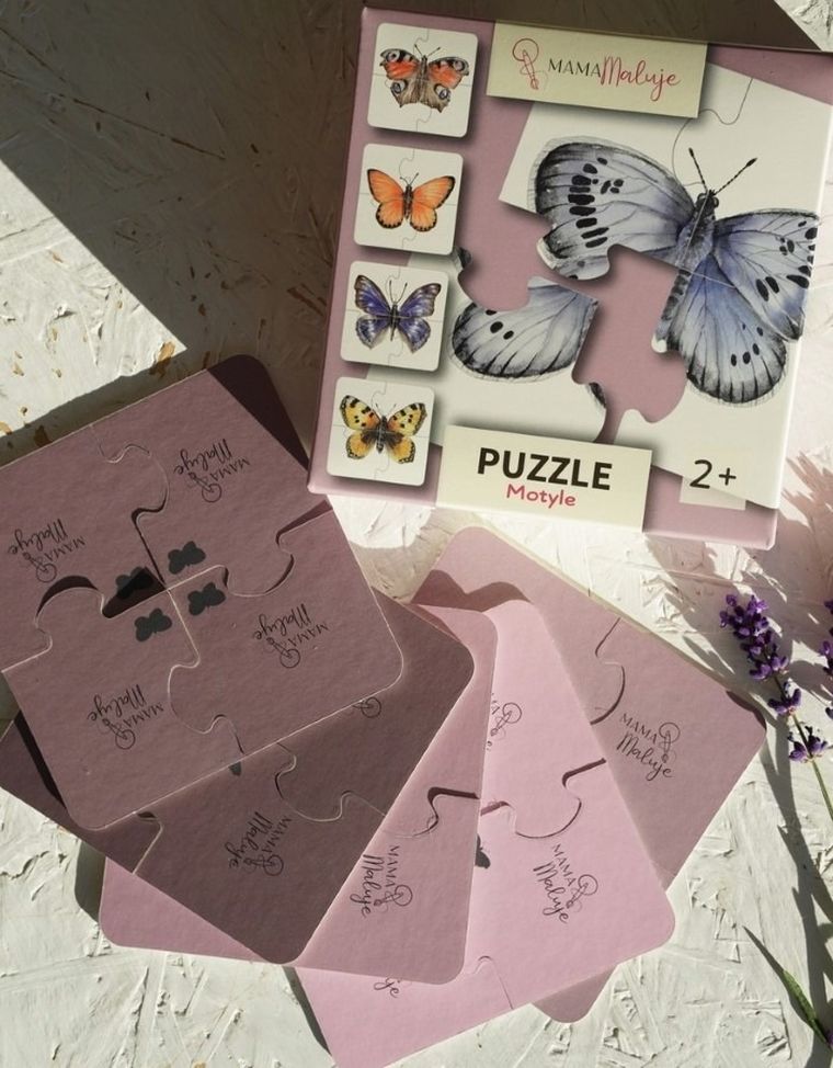 Mama Maluje, Motyle, puzzle, 5-4 elementowy