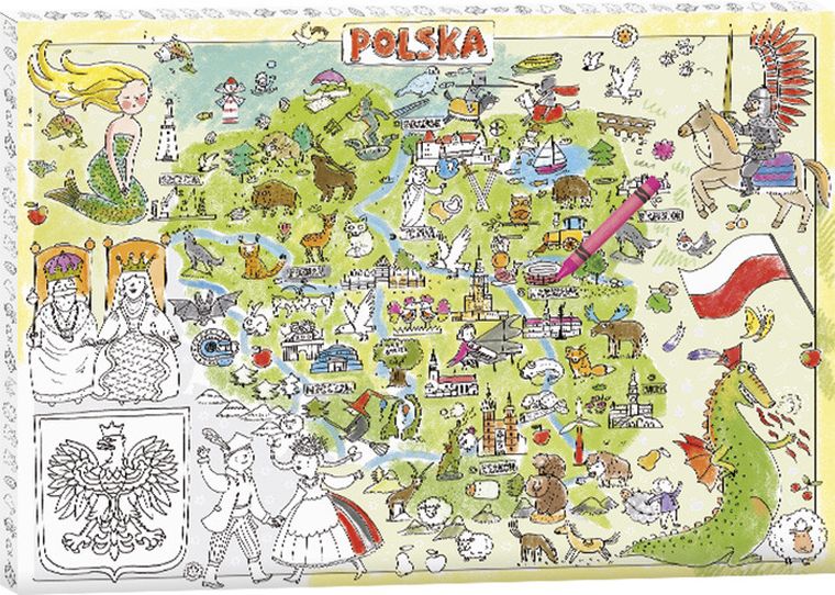 Mapa Polski. Kolorowanka ramka do zawieszenia