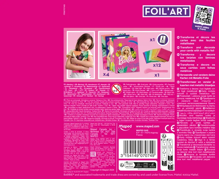 Maped Creativ, Barbie, Foil Art, zestaw kreatywny