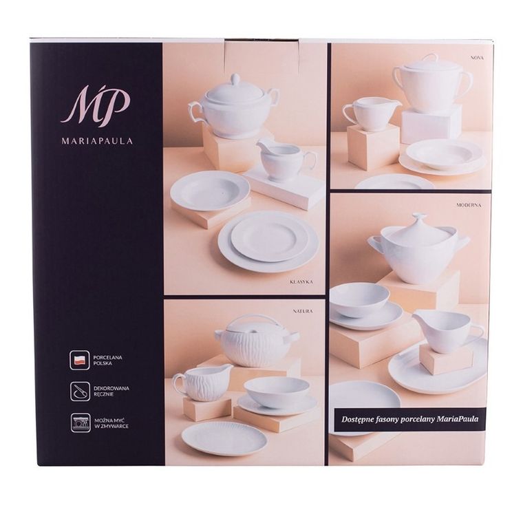MariaPaula, Moderna Biała, serwis obiadowy 6 osób, 24 elementy