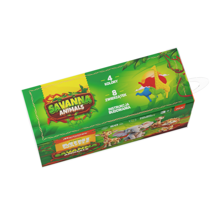 Marioinex, Mini Waffle, Animals Sawanna, klocki konstrukcyjne, 50 elementów