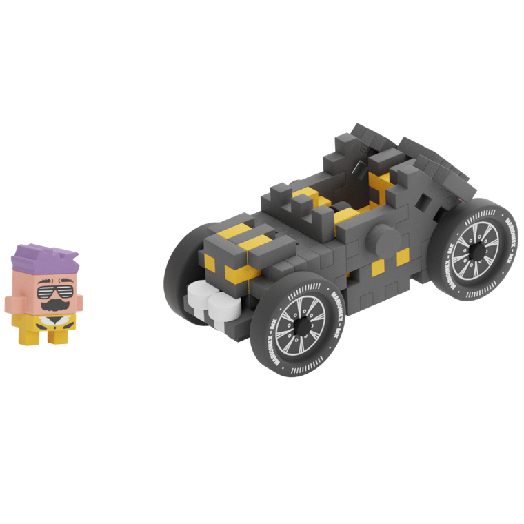 Marioinex, Mini Waffle, Cars, Grey Old-Timer, klocki konstrukcyjne, 50 elementów