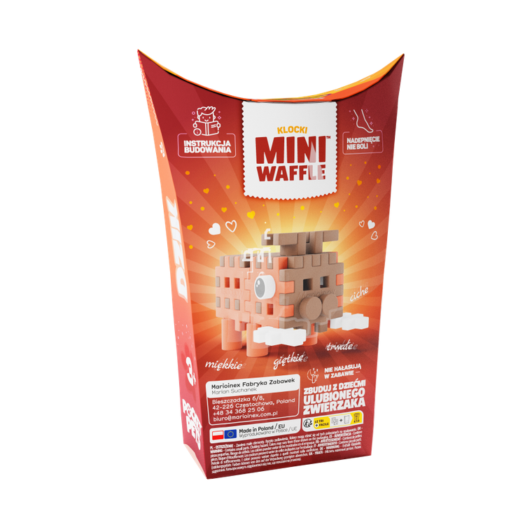 Marioinex, Mini Waffle, Pocket Pets, Dzik, klocki konstrukcyjne, 25 elementów
