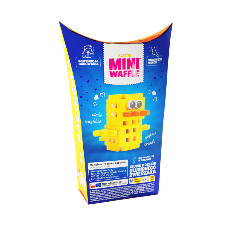 Marioinex, Mini Waffle, Pocket Pets, Kaczka, klocki konstrukcyjne, 16 elementów