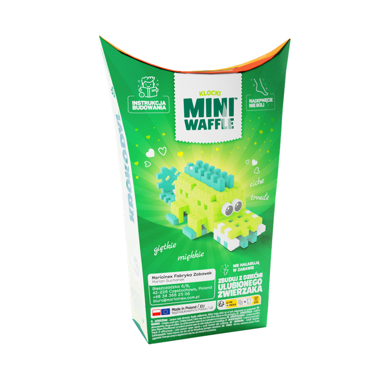 Marioinex, Mini Waffle, Pocket Pets, Krokodyl, klocki konstrukcyjne, 34 elementy