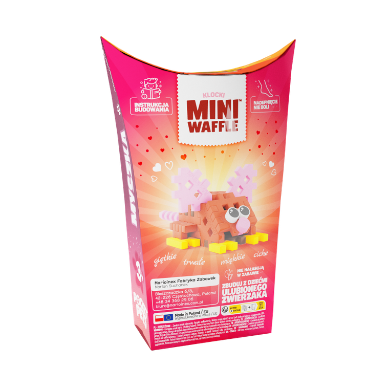 Marioinex, Mini Waffle, Pocket Pets, Mysz, klocki konstrukcyjne, 25 elementów