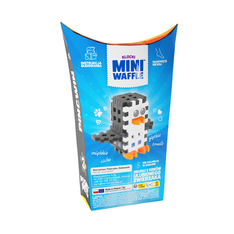 Marioinex, Mini Waffle, Pocket Pets, Pingwin, klocki konstrukcyjne, 17 elementów