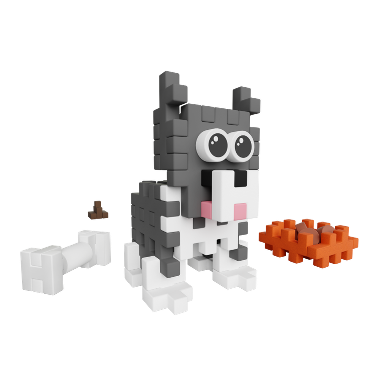 Marioinex, Mini Waffle, Pocket Pets Puppies, Husky, klocki konstrukcyjne, 44 elementów