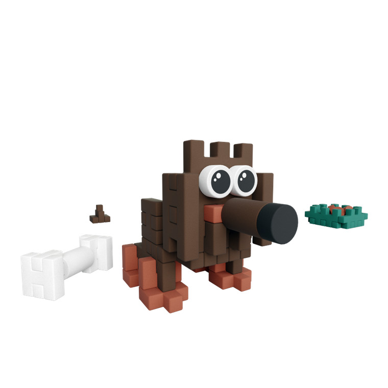 Marioinex, Mini Waffle, Pocket Pets Puppies, Jamnik, klocki konstrukcyjne, 43 elementów