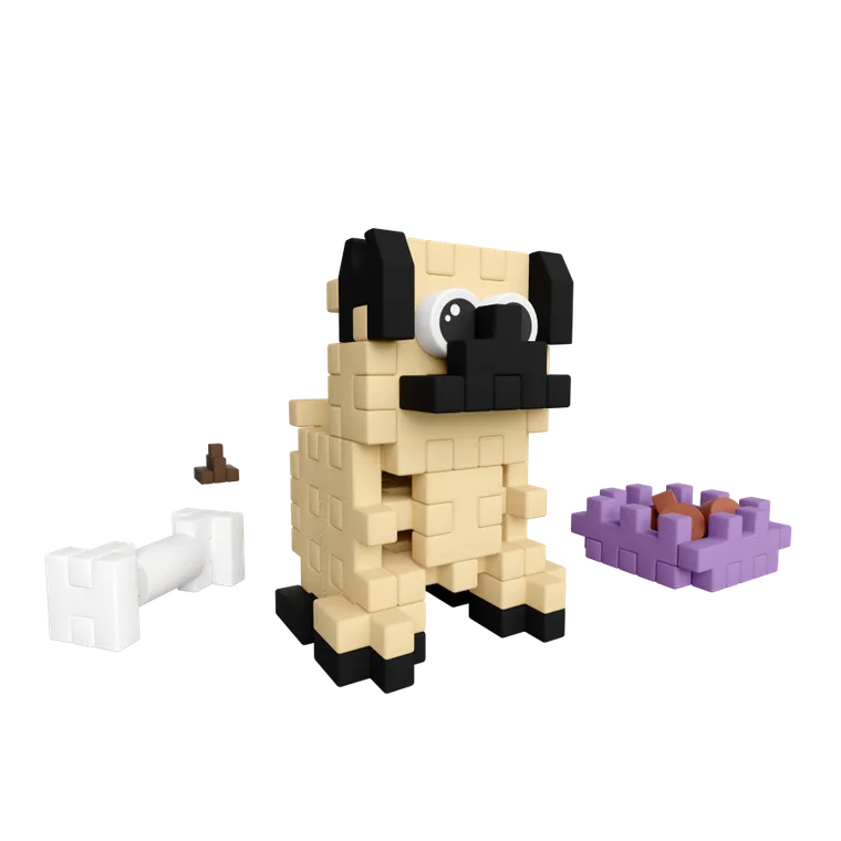 Marioinex, Mini Waffle, Pocket Pets Puppies, Mops, klocki konstrukcyjne, 42 elementów