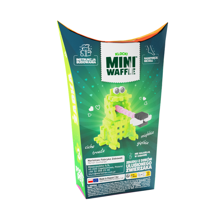 Marioinex, Mini Waffle, Pocket Pets, Żaba, klocki konstrukcyjne, 34 elementy