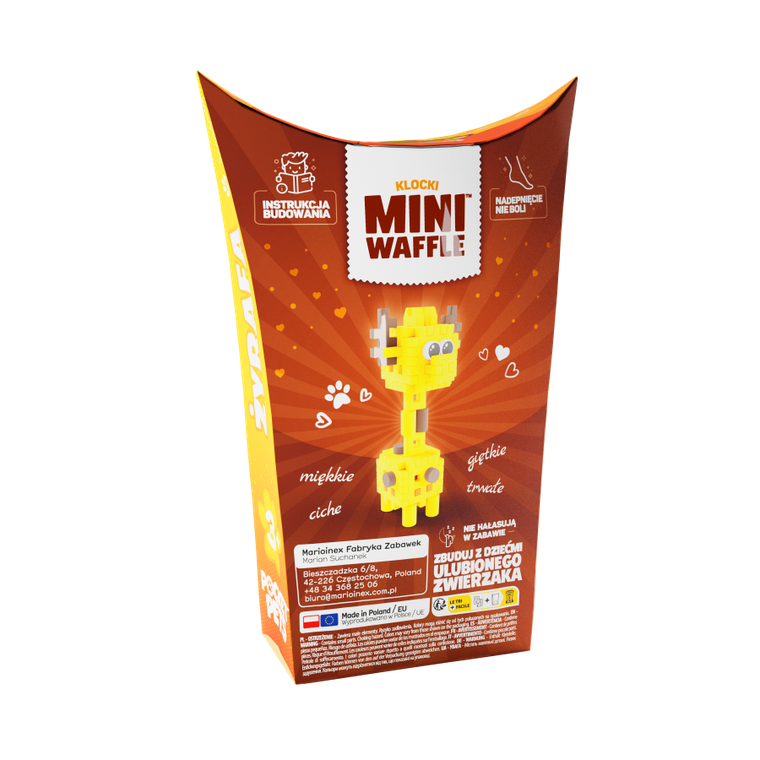 Marioinex, Mini Waffle, Pocket Pets, Żyrafa, klocki konstrukcyjne, 35 elementów