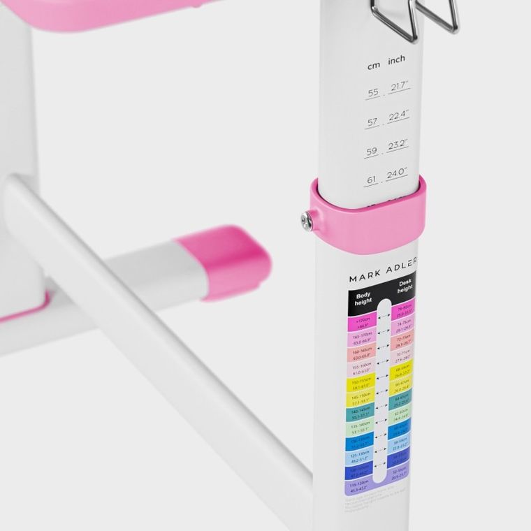 Mark Adler, Study 3.0 Pink, ergonomiczne biurko dla dziecka, 66 cm