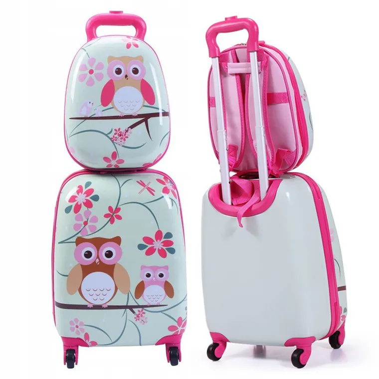 Marko, walizka i plecak, zestaw podróżny, sowy