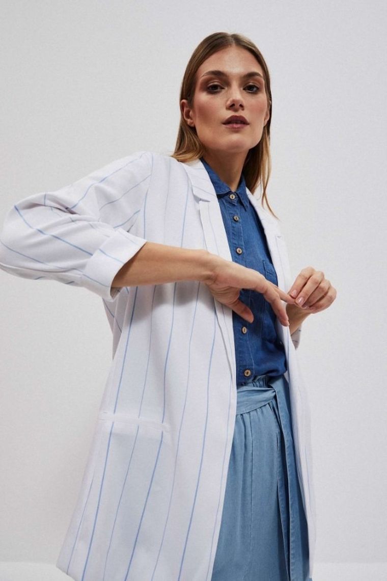 Marynarka damska, biała, Moodo