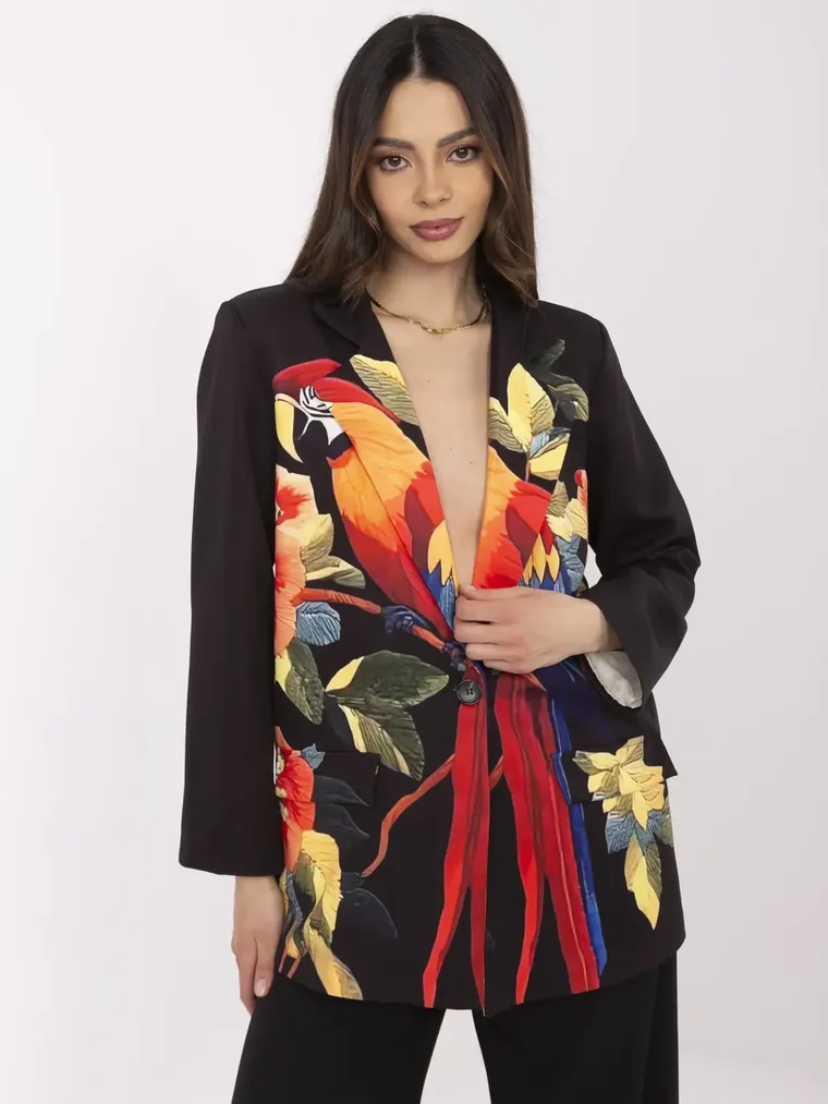 Marynarka damska, czarna, Italy Moda
