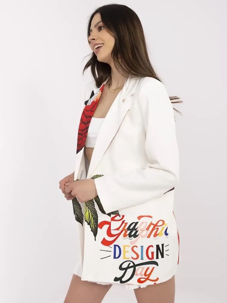 Marynarka damska, ecru, Italy Moda